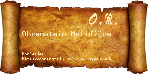 Ohrenstein Melióra névjegykártya
